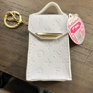 FAO Schwarz White Keychain Pouch with Gold Accent